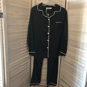NWT Enidmil PJ Pajamas Black Satin Woman's Size S #4152